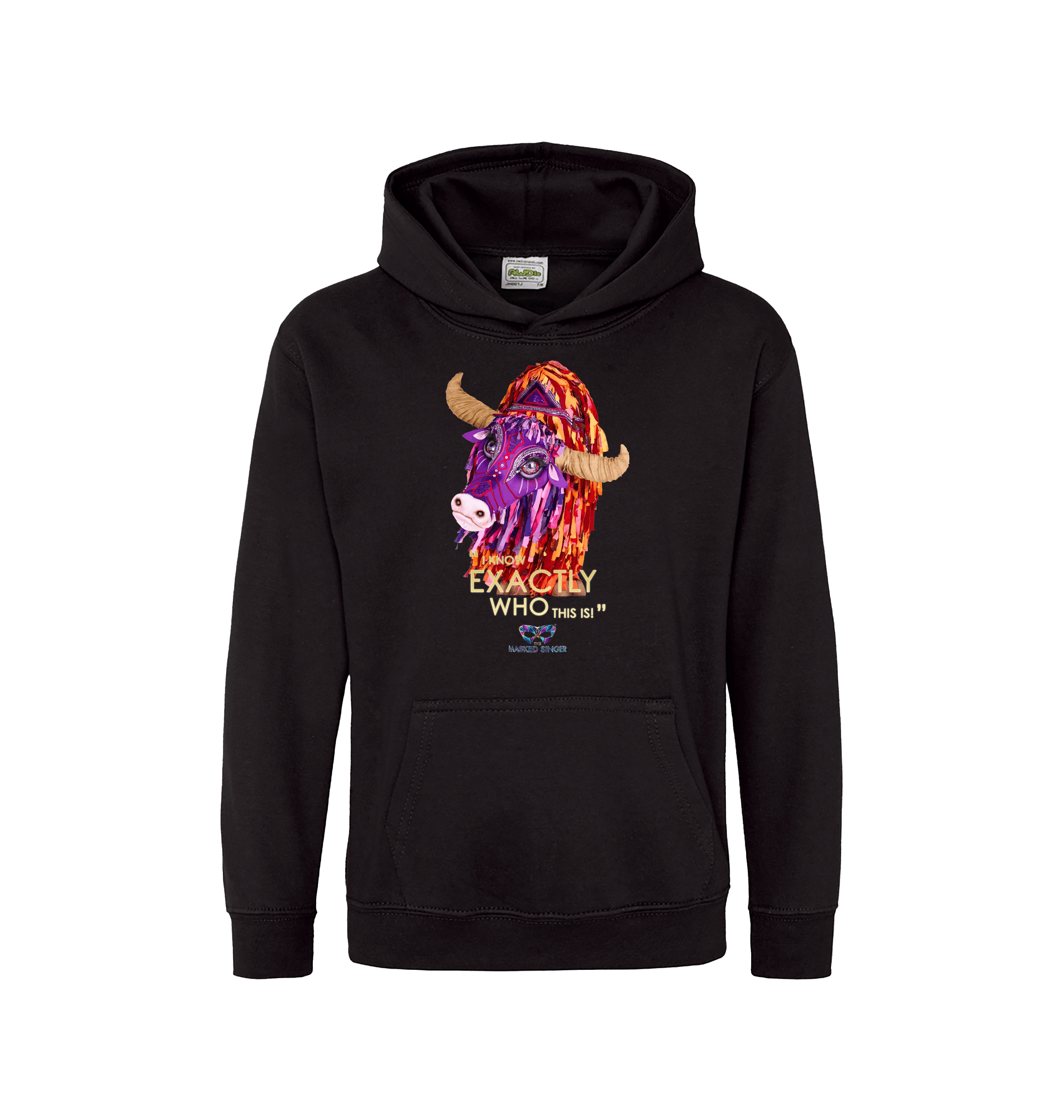 Jet Black Printed Kids Hoodie Front